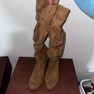 Suede Brown Knee-High Boots